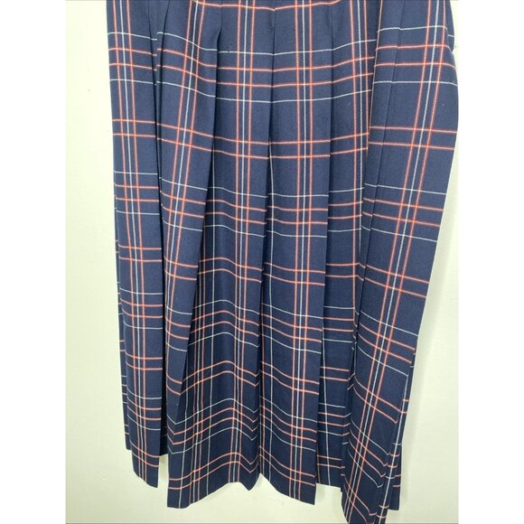 Vintage Pendleton Blue Red Plaid Pleated Virgin Wool Midi Skirt Sz 16 Made USA - Picture 3 of 5